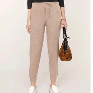 Heartloom Knit Jogger Pants Tan Tie Waist Sweatpan